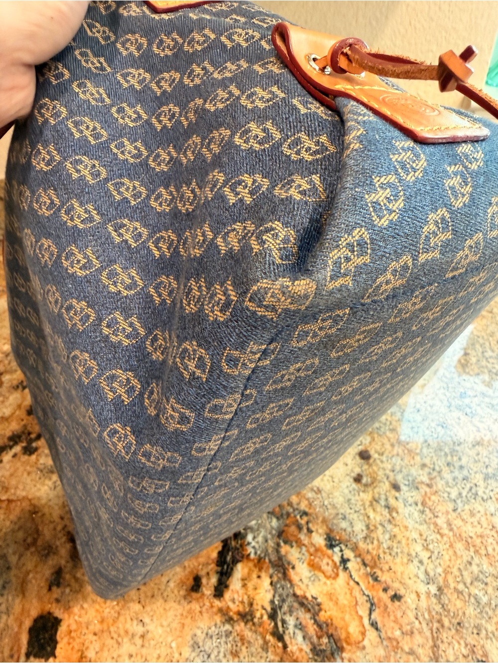 Dooney & Bourke Denim Shoulder Bag with Leather Trim - Picture 8 of 10